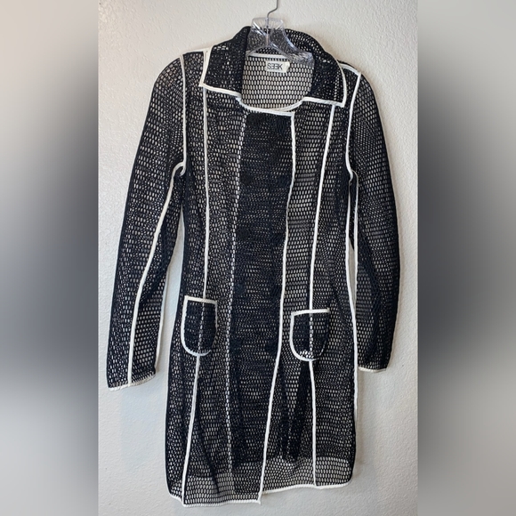 SEEK THE LABEL MESH NET MIDI DOUBLE BRESTED BLAZER IN BLACK - Picture 10 of 12